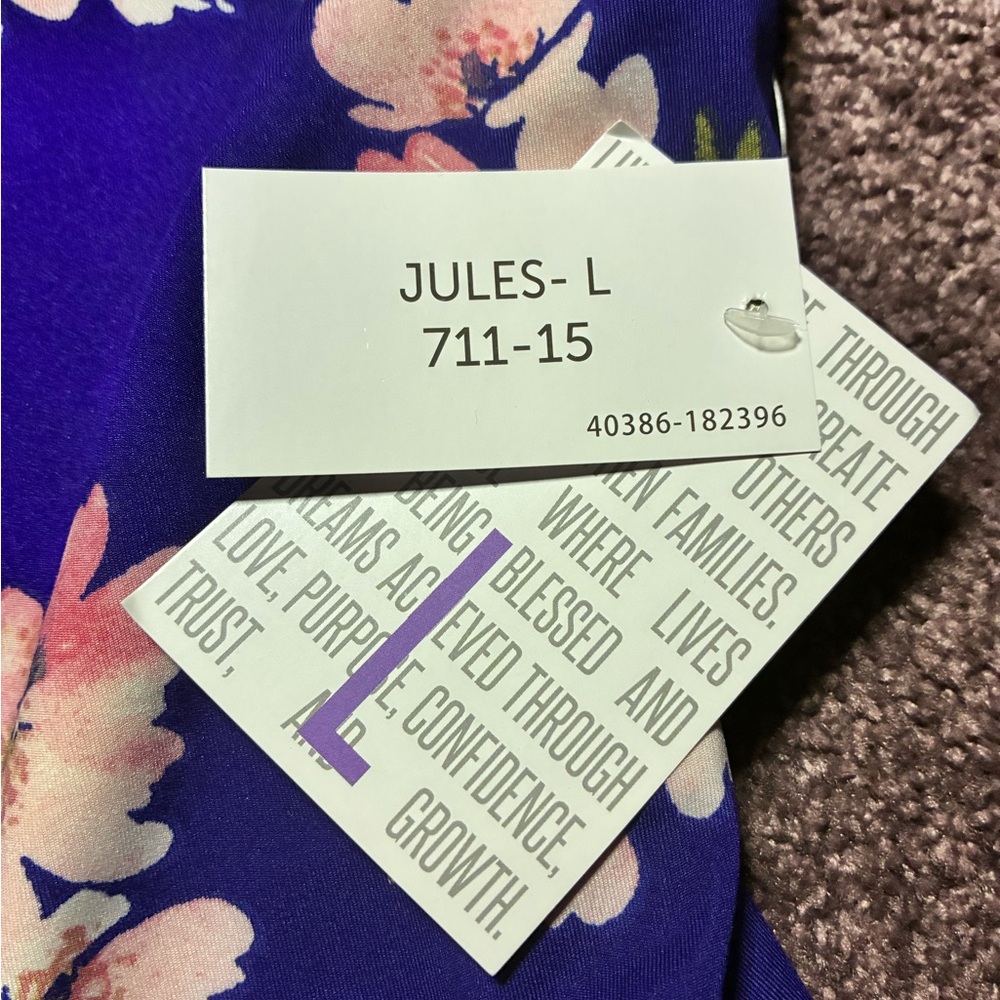 LuLaRoe Floral Tank Top - Blue and Pink - Picture 3 of 4